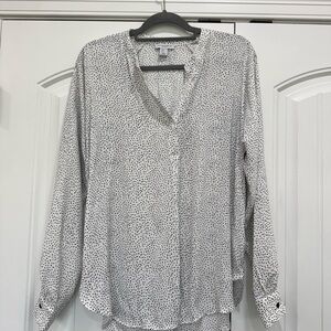 Carolina Belle Montreal Women's White Polka Dot Blouse